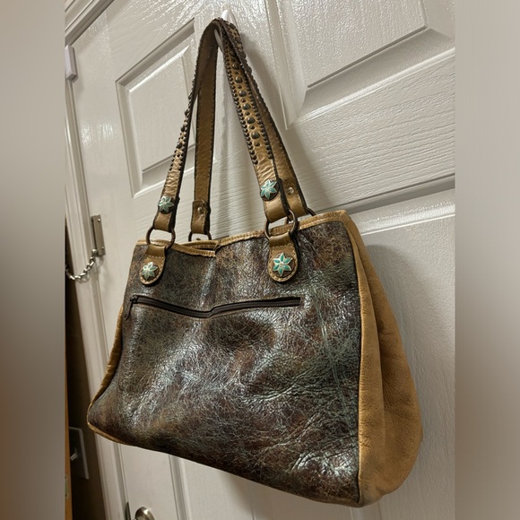 Double J Shoulder Leather Studded Tote Bag & Double Zipper Matching Wallet - Picture 7 of 16